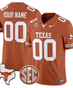 Texas Longhorns 2025 State Map & SEC Patch Vapor Limited Custom Jersey - All Stitched