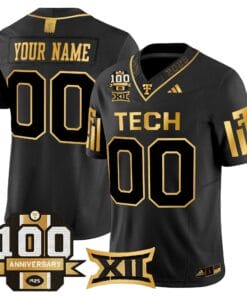 Texas Tech Red Raiders 2025 Gold Vapor Limited Custom Jersey - 100th Anniversary Patch - All Stitched